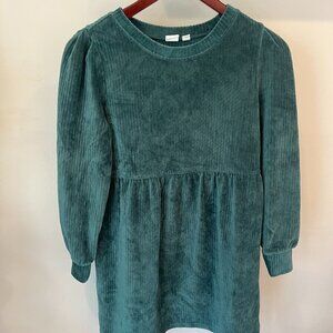 Gap Kids Green Long Sleeve Soft Ribbed Velour Skater Dress Size XL 12 Christmas